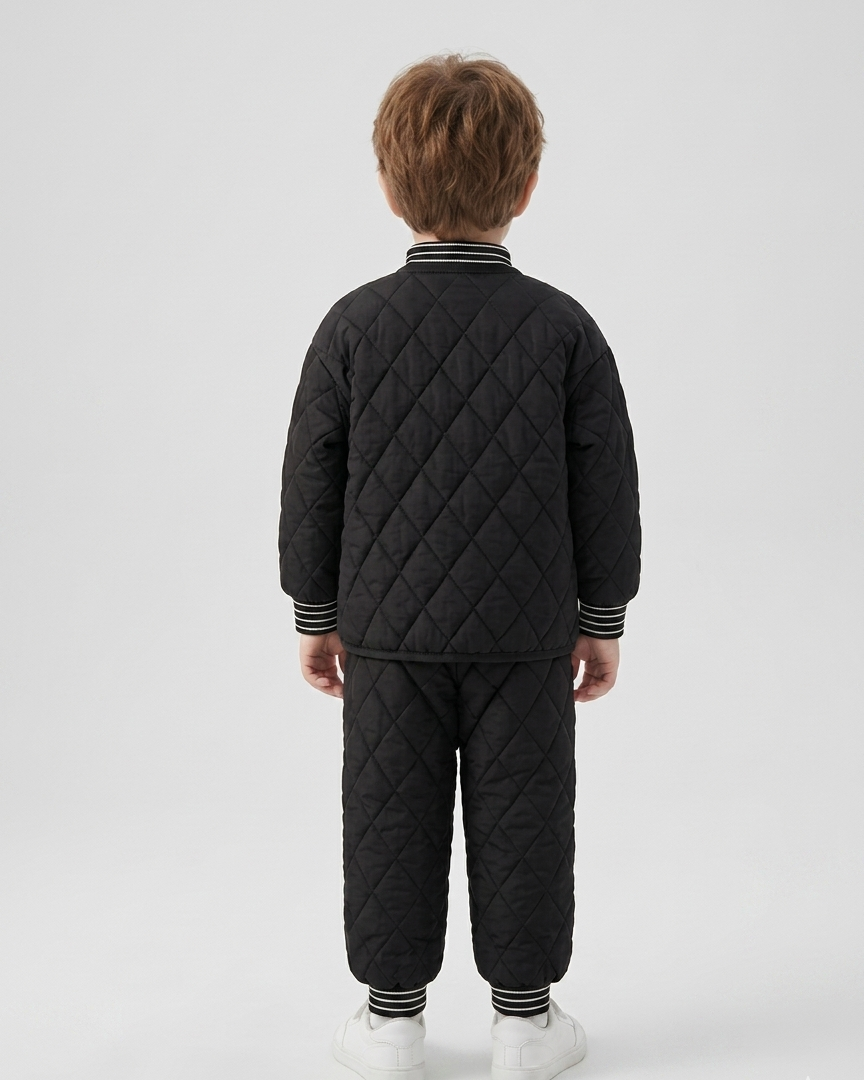 Conjunto bebé panda de invierno 2 piezas (chaqueta y pantalón) de algodón acolchado, cuello alto