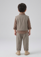 Conjunto bebé 3 piezas algodón con chaleco y osito desmontable, Ideal para primavera en España