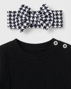 Conjunto niña elegante cuadros con blusa manga larga