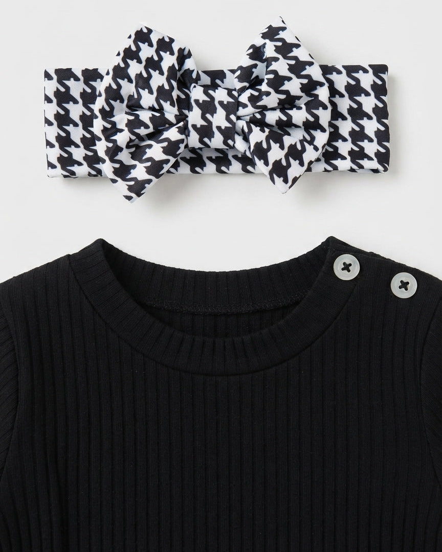Conjunto niña elegante cuadros con blusa manga larga