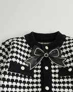 Conjunto niña invierno elegante ropa infantil: chaqueta tejida houndstooth y pantalón en España