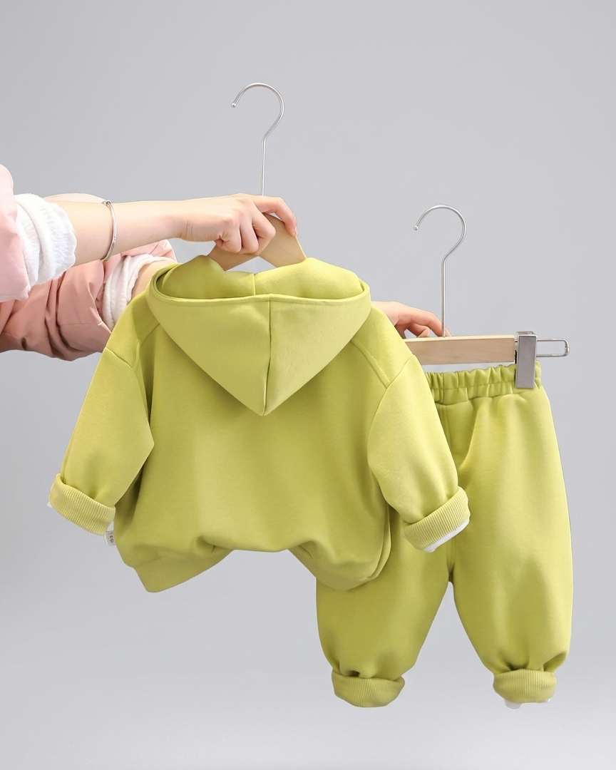 Conjunto infantil de chándal bebé 2 piezas: chaqueta con capucha y pantalón con estampado de osito para otoño invierno en España