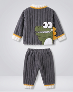 Pijama bebé invierno dinosaurio con cuello doblable y cierre de botones completo – pijama infantil cálido en España