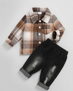 Conjunto Niño 2 Piezas  Camisa Cuadros y Vaquero