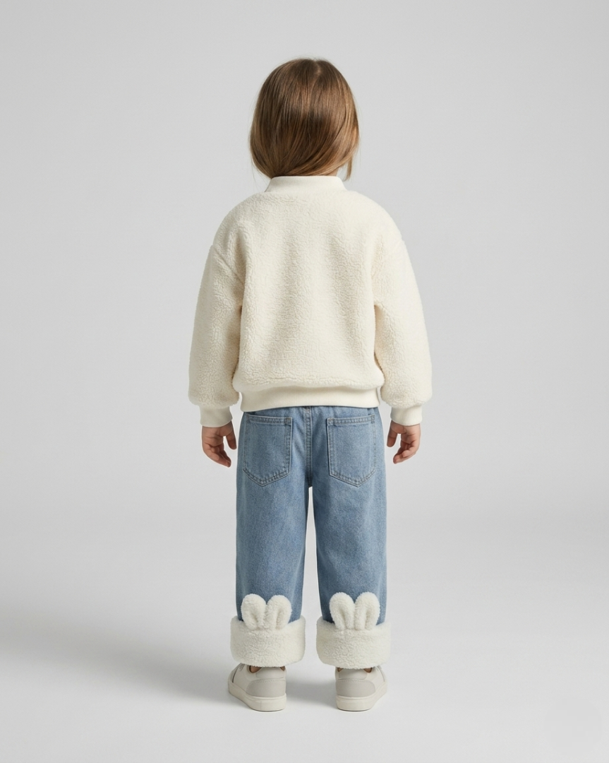 Conjunto niña invierno 2 piezas ropa bebé niña suéter con forro de peluche y pantalón vaquero forrado en España
