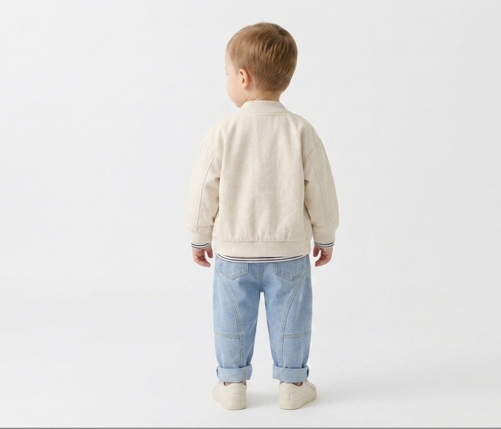 Conjunto niño 3 piezas ropa niño: chaqueta de algodón, camiseta de rayas y vaqueros cómodos en España