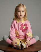 Conjunto Niña Flores 3D 3 Piezas Infantil Elegante