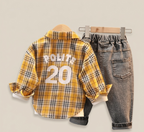 Conjunto de 3 Piezas con Camisa de Cuadros y Vaqueros