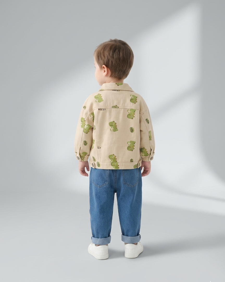 Conjunto infantil 3 piezas dinosaurios para niño: camiseta estampada, interior ligero y pantalón vaquero en España