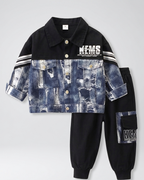 Conjunto niño 2 piezas denim casual: chaqueta y pantalón estilo deportivo en España