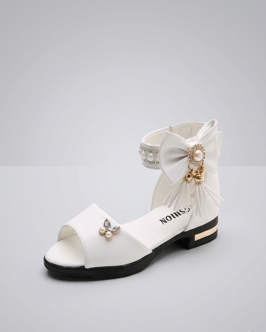 Sandalias Niña Perlas Lazo Elegante