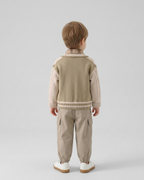 Conjunto bebé niño 3 piezas otoño invierno: camisa cuadros, cárdigan tejido y pantalón ,Ideal para clima otoñal en España