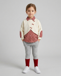 Conjunto niña 3 piezas ropa bebé niña elegante cuadros rojos y suéter crema con leggings de algodón en España