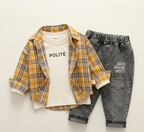 Conjunto de 3 Piezas con Camisa de Cuadros y Vaqueros