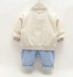 Conjunto niño 3 piezas ropa niño: chaqueta de algodón, camiseta de rayas y vaqueros cómodos en España