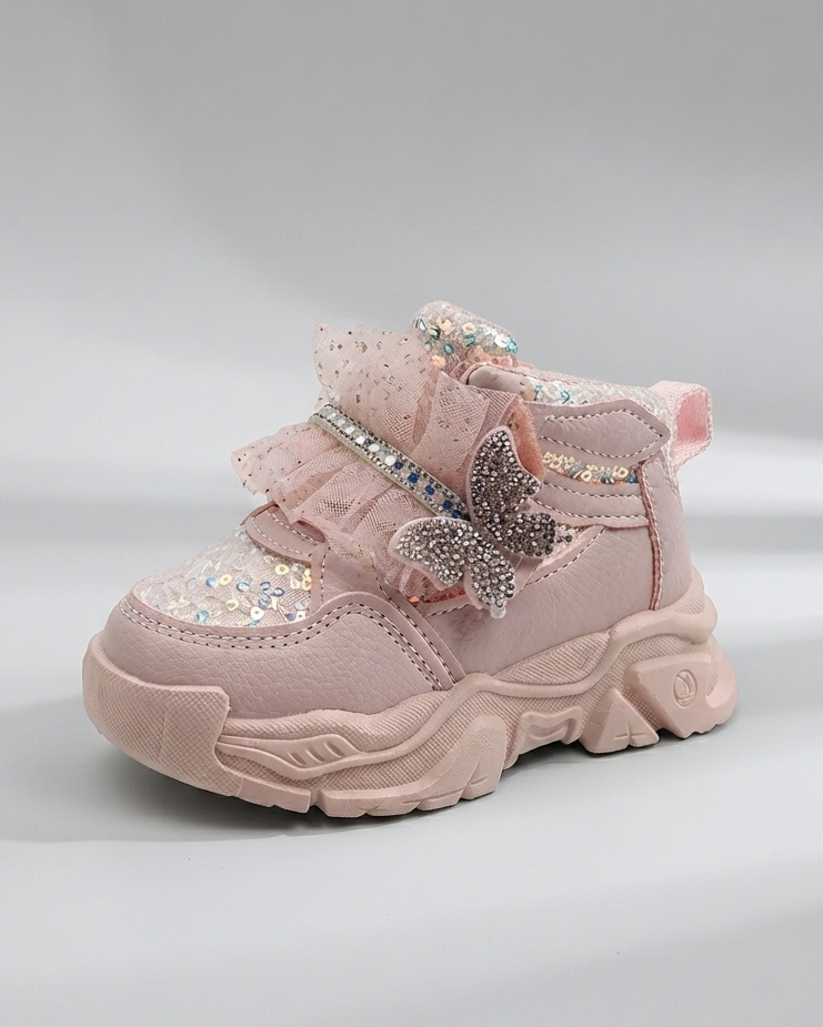Zapatillas Infantiles Brillantes con Mariposa