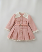 Vestido niña elegante de invierno con cinturón y cuello decorado ropa niña invierno,Ideal para clima otoñal en España