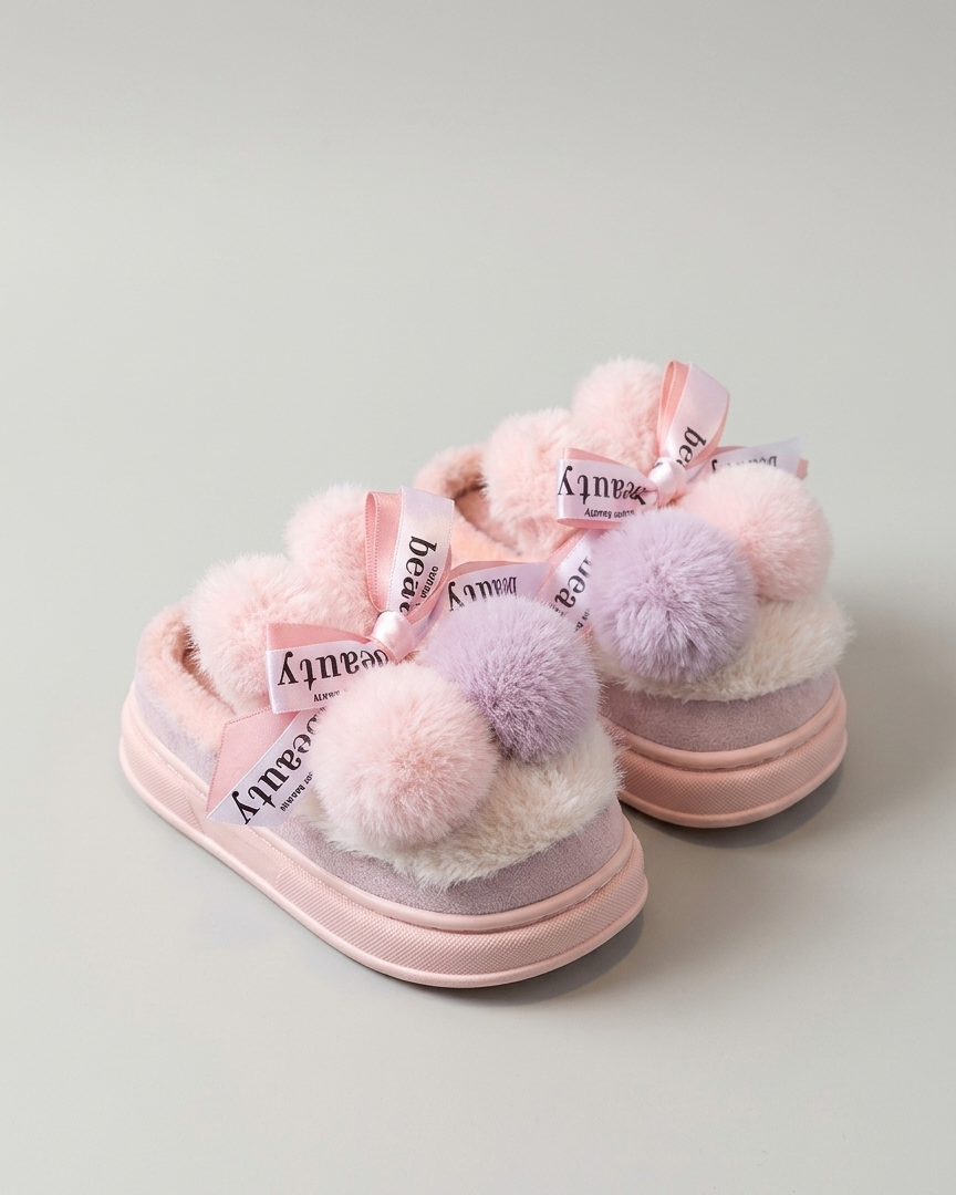 Pantuflas infantil Peluche Pompones Coloridos