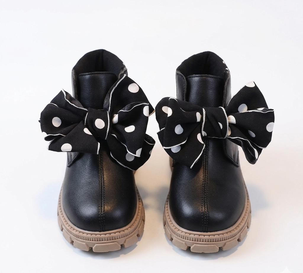 Botas de invierno elegantes con diseño de lazo de tela con lunares en España