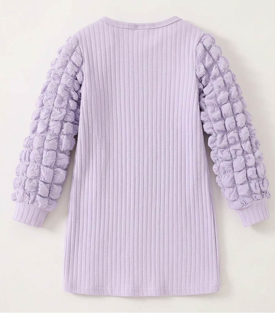 Vestido de invierno para niña con mangas abullonadas y bolso de hombro a juego