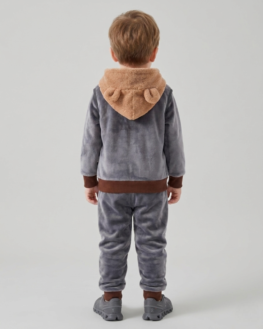 Conjunto niño invierno 3 piezas ropa infantil con osito bordado y chaleco con capucha , Ideal para clima otoñal en España