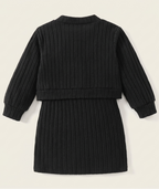 "Vestido de lana con chaqueta de flores en relieve, diseño de invierno para niñas"