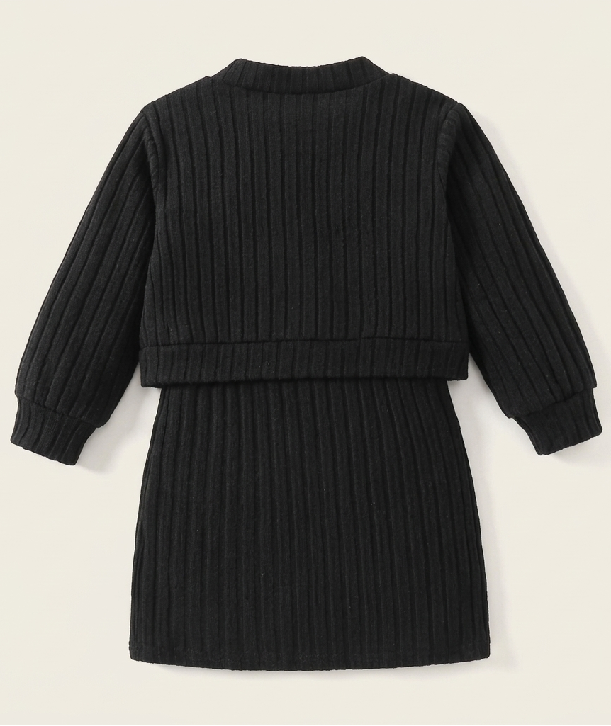 "Vestido de lana con chaqueta de flores en relieve, diseño de invierno para niñas"