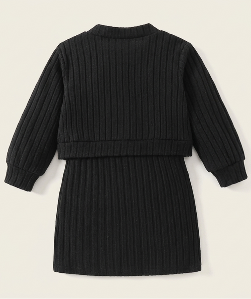 "Vestido de lana con chaqueta de flores en relieve, diseño de invierno para niñas"