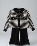 Conjunto Niña Houndstooth Elegante Invierno