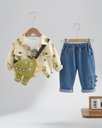 Conjunto infantil 3 piezas dinosaurios para niño: camiseta estampada, interior ligero y pantalón vaquero en España
