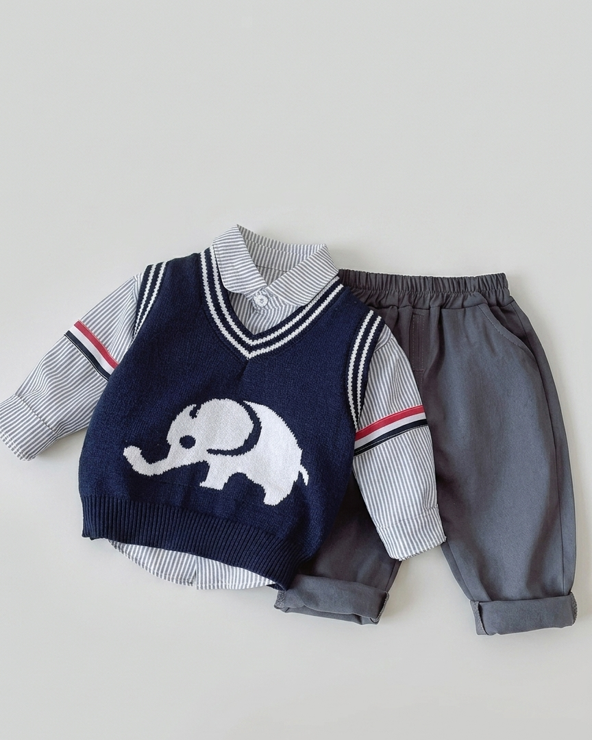 Conjunto niño elegante 3 piezas con chaleco y pantalón elefante en España