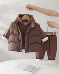 Conjunto Infantil de Invierno 3 Piezas con Chaleco Acolchado, Sudadera con Capucha y Pantalón