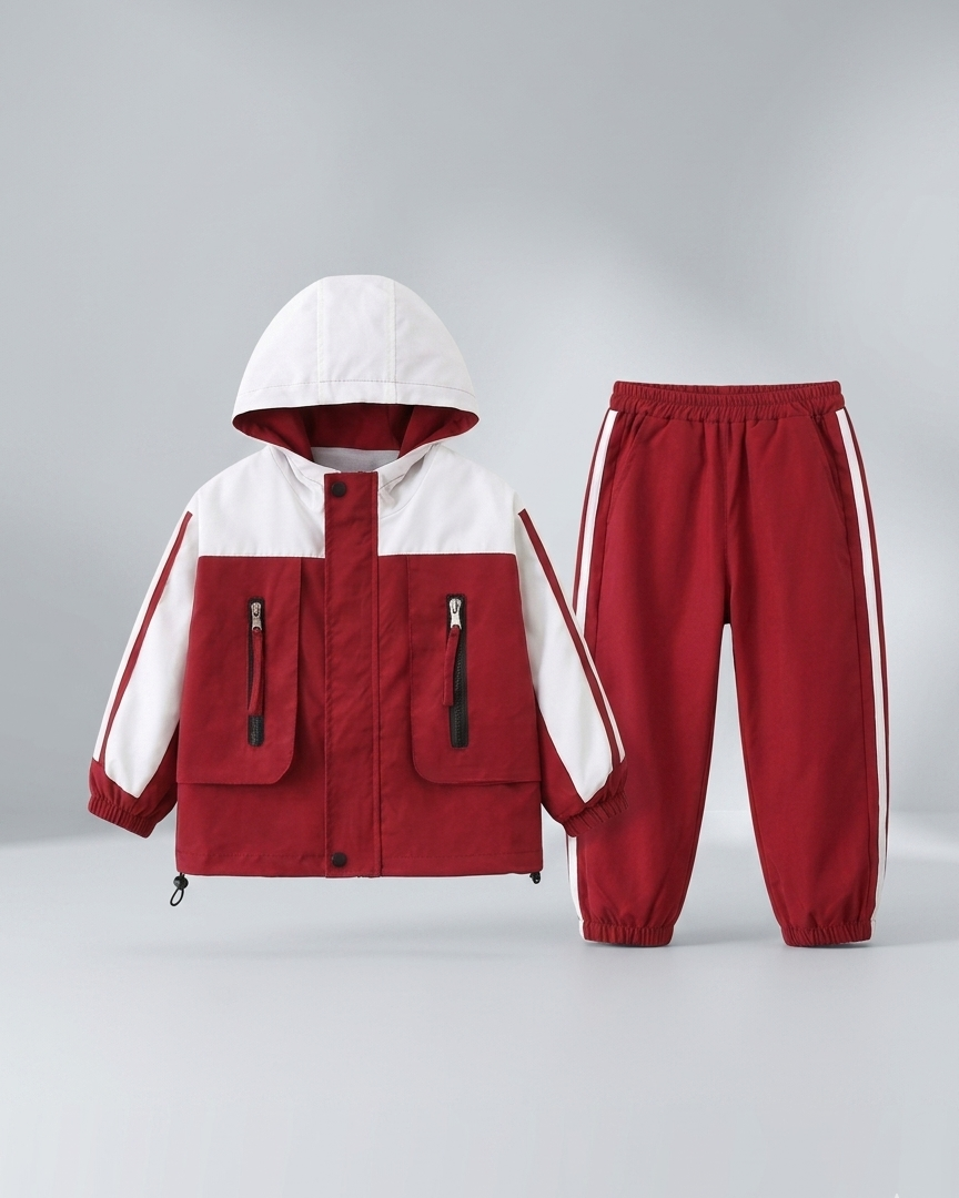 Conjunto deportivo niño 3 piezas con capucha, chándal infantil moderno y cómodo, Ideal para primavera y para clima otoñal en España