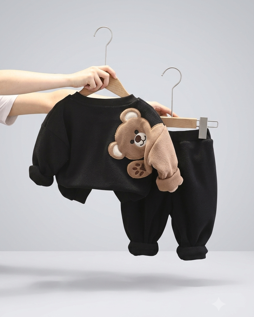 Conjunto bebé invierno terciopelo 2 piezas (chaqueta y pantalón oso 3D) Ideal para primavera en España