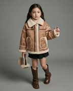 Chaqueta Niño Invierno Sherpa Piel Sintética Cuello Alto