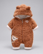 Conjunto de invierno niño sherpa Teddy Bear con capucha de orejitas y forro cálido detalle capucha