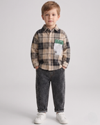 Conjunto niño cuadros elegante de dos piezas con camisa de cuadros y pantalón denim  niño cuadros en España