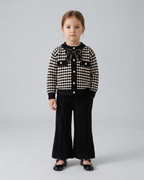 Conjunto niña invierno elegante ropa infantil: chaqueta tejida houndstooth y pantalón en España