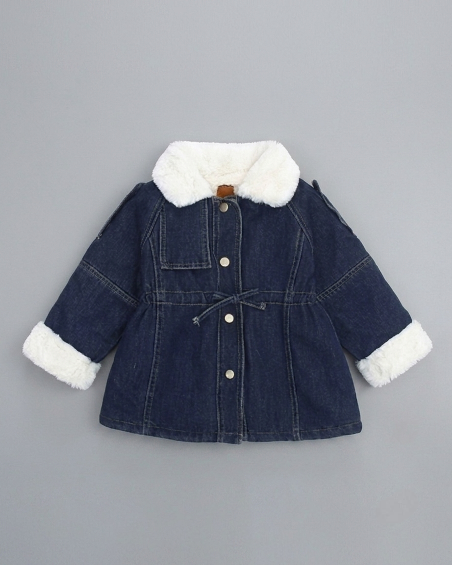 Abrigo vaquero niña forrado con pelo cálido para invierno | chaqueta denim infantil en España