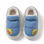 Botas de invierno con forro de piel cálida y diseño de dibujos animados vista lateral