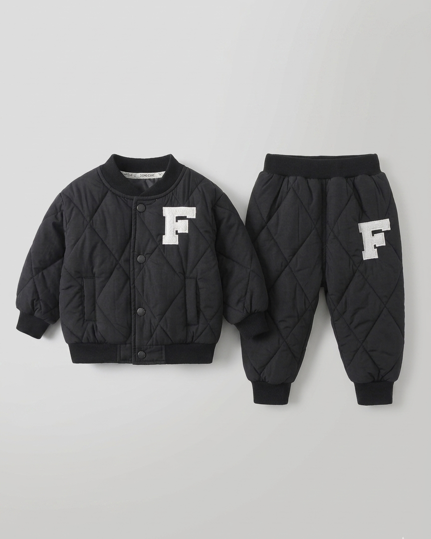 Conjunto bebé niño invierno acolchado de algodón 2 piezas con letra F (chaqueta y pantalón) en España