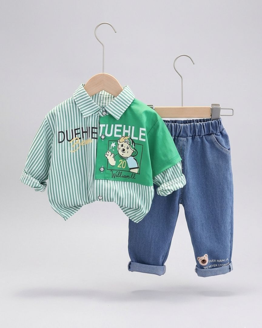 Conjunto niño verano camisa manga corta y pantalón vaquero infantil en España
