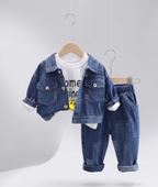 Conjunto vaquero de 3 piezas: chaqueta, camiseta y pantalón  ropa infantil , Ideal para primavera y para clima otoñal ,perfecto para los niños en España