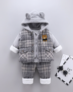 Conjunto bebé invierno 3 piezas chaqueta pantalón sudadera acolchada vista completa