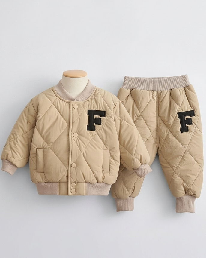 Conjunto bebé niño invierno acolchado de algodón 2 piezas con letra F (chaqueta y pantalón) en España