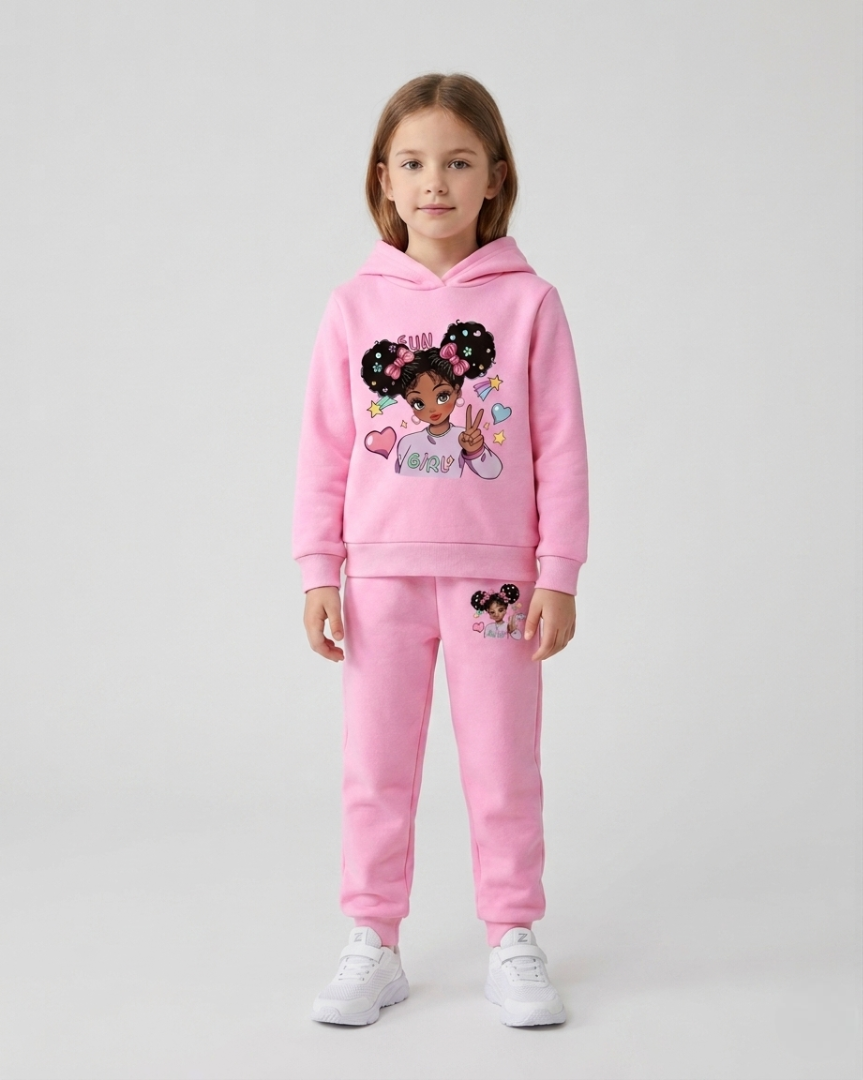 Conjunto niña 2 piezas sudadera con capucha y pantalón deportivo a juego para ropa niña en España