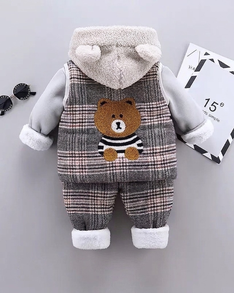Conjunto bebé invierno 3 piezas chaqueta pantalón sudadera acolchada outfit bebé