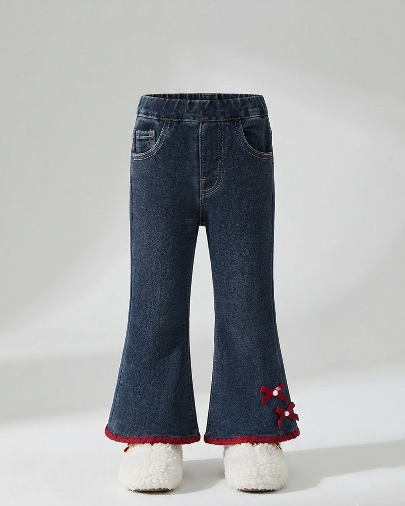 Jeans Acampanados para Niña con Lazos Decorativos