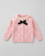 Conjunto niña invierno 2 piezas vestido y chaqueta de punto con encaje, destacada para looks elegantes y sencillos en España