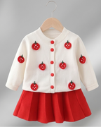 Conjunto niña invierno felpa con bordado de frutas 3D chaqueta y falda en España